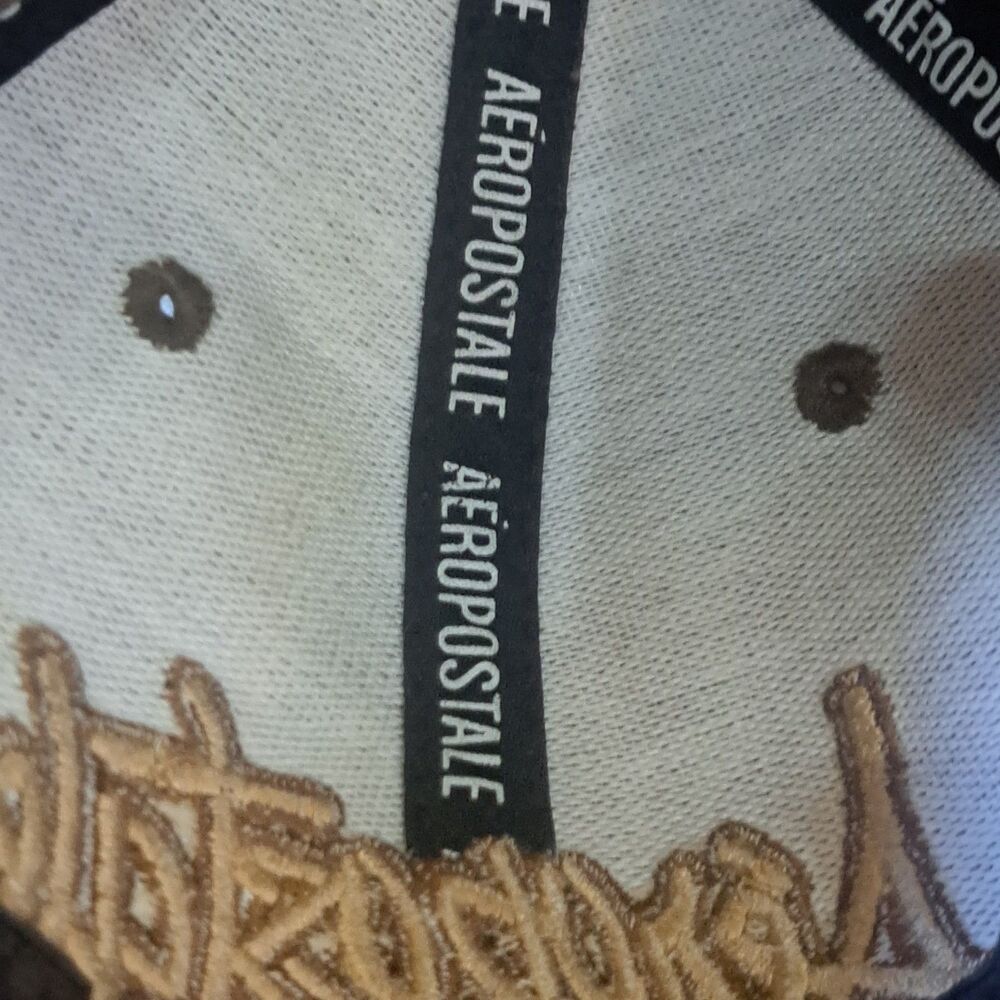 Aeropostale A87 Fitted Brown Hat Baseball Cap L XL Beige Khaki Embroidered LOGO - Picture 10 of 16